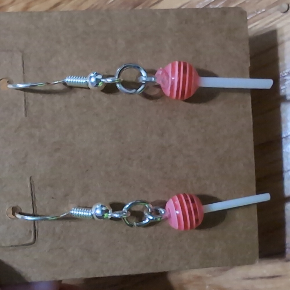 Red Lollipop Earrings - Picture 2 of 2